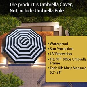 Sunshine Outdoor 9ft with 8 Ribs Patio Umbrella Replacement Canopy Market Umbrella Top Outdoor Umbrella Canopy Black & White (2pcs/package)