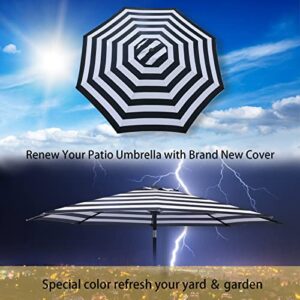 Sunshine Outdoor 9ft with 8 Ribs Patio Umbrella Replacement Canopy Market Umbrella Top Outdoor Umbrella Canopy Black & White (2pcs/package)