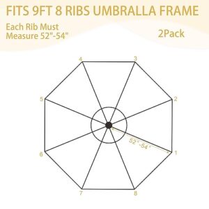 Sunshine Outdoor 9ft with 8 Ribs Patio Umbrella Replacement Canopy Market Umbrella Top Outdoor Umbrella Canopy Black & White (2pcs/package)