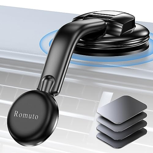 Magnetic Phone Holder for Car, [ Powerful Magnets & Military-Grade Suction ] Car Phone Holder Mount Dashboard Windshield Cell Phone Holder Phone Stand for Car Fit for iPhone Android Automobile Cradle