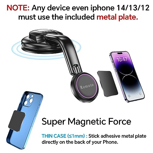 Magnetic Phone Holder for Car, [ Powerful Magnets & Military-Grade Suction ] Car Phone Holder Mount Dashboard Windshield Cell Phone Holder Phone Stand for Car Fit for iPhone Android Automobile Cradle