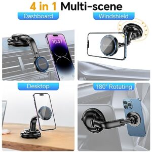 Magnetic Phone Holder for Car, [ Powerful Magnets & Military-Grade Suction ] Car Phone Holder Mount Dashboard Windshield Cell Phone Holder Phone Stand for Car Fit for iPhone Android Automobile Cradle