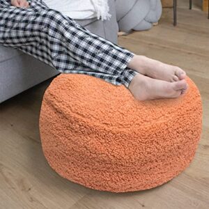 GLAXYFUR Unstuffed Ottoman Pouf Cover,Sherpa Fleece Faux Fur Foot Stool, 20x12 Inches Storage Solution, Floor Bean Bag (No Filler),Foot Rest for Living Room, Bedroom, Cover ONLY Pink