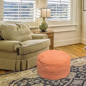 GLAXYFUR Unstuffed Ottoman Pouf Cover,Sherpa Fleece Faux Fur Foot Stool, 20x12 Inches Storage Solution, Floor Bean Bag (No Filler),Foot Rest for Living Room, Bedroom, Cover ONLY Pink