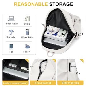 weradar Waterproof Laptop Backpack For Women,Classic High School Backpack For Teens Girls Boys,Aesthetic Anti-theft Travel Backpacks,Fashion College Backpack(Beige)