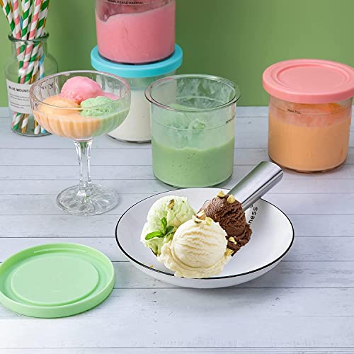 CINPIUK Ice Cream Pints, 2 Pack Containers with Lids Replacements for Ninja Creami Pints, Compatible with NC301 NC300 NC299AMZ Series Ice Cream Maker, Dishwasher Safe & Leak Proof Pink & Green