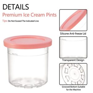 CINPIUK Ice Cream Pints, 2 Pack Containers with Lids Replacements for Ninja Creami Pints, Compatible with NC301 NC300 NC299AMZ Series Ice Cream Maker, Dishwasher Safe & Leak Proof Pink & Green