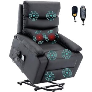 resiova electric power lift recliner massage chair for living room,home theater seating with heat and adjustable single sofa for back,lumbar,legs w/2 positions,black