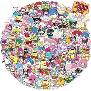 200pcs kawaii stickers for kids teens adults,cartoon cute stickers for girls,vinyl water bottle stickers waterproof,laptop,luggage,phone,scrapbook stickers pack for classroom reward birthday gifts aesthetic party favor