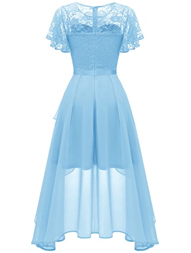 Wedtrend Light Blue Bridesmaid Dresses for Women, High Low Wedding Guest Dress, Flutter Sleeve Formal Dress for Teens, Midi Length Homecoming Dress for School Dacne WT0303LightBlueL