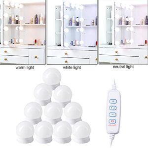 saicheng White Dressing Table Set,Modern Makeup Dressing Table with Large Lighted Mirror 10 Bulbs and 4 Storage Drawers,Dresser Desk with Cushioned Stool for Bedroom