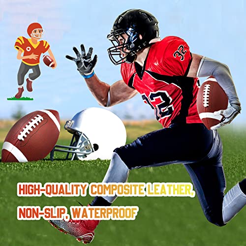 Jerify Composite Leather Footballs Official Size Composite Leather Balls Composite Leather Inflatable Footballs with Pump Indoor Outdoor Footballs Bulk for Training and Recreational Play (9 Pcs)