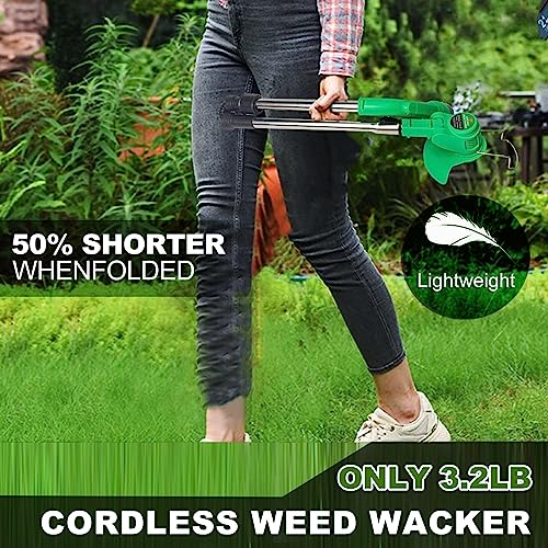 Tegatok Weed Wacker Cordless, Electric String Trimmer with 2 1500 mAH Batteries, Lawn Trimmer with 4 Types of Blades, Household Weed Eater Lawn Edger, Grass Trimmer Tools for Garden and Yard