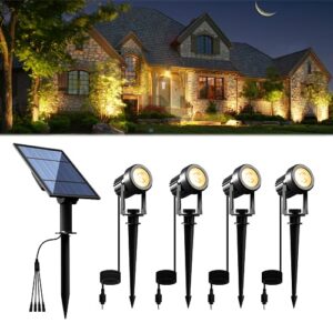 aponuo solar spot lights outdoor adjustable solar landscape spotlights solar uplights dusk to dawn waterproof 9.8ft cable landscape lighting for yard pathway garden tree decoration with 4 warm white
