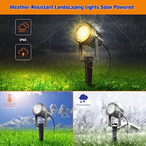 APONUO Solar Spot Lights Outdoor Adjustable Solar Landscape Spotlights Solar Uplights Dusk to Dawn Waterproof 9.8ft Cable Landscape Lighting for Yard Pathway Garden Tree Decoration with 4 Warm White