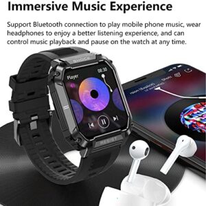 HEXADRC 1.95'' Military Smart Watches, IP68 Waterproof Smart Watch with Bluetooth Call, 123 Sports Modes Fitness Tracker Watch Tactical Smartwatch for iPhone & Android Phone