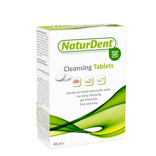 Denture Cleaner Tablet NaturDent Cleans Removes Dark Stains Plaque and Smells From Full Dentures, Partial Dentures Prosthesis and Orthodontic Braces Leaving Your Mouth Feeling Fresh and Clean (2 Pack)