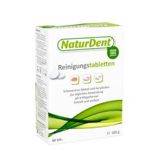 Denture Cleaner Tablet NaturDent Cleans Removes Dark Stains Plaque and Smells From Full Dentures, Partial Dentures Prosthesis and Orthodontic Braces Leaving Your Mouth Feeling Fresh and Clean (2 Pack)