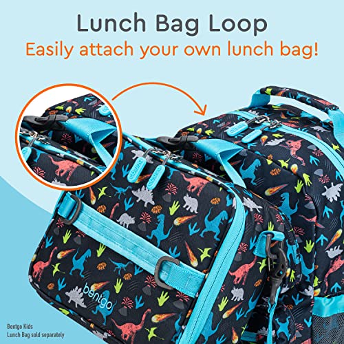 Bentgo® Kids Backpack - Lightweight 14” Backpack in Unique Prints for School, Travel, & Daycare - Roomy Interior, Durable & Water-Resistant Fabric, & Loop for Lunch Bag (Dinosaur)