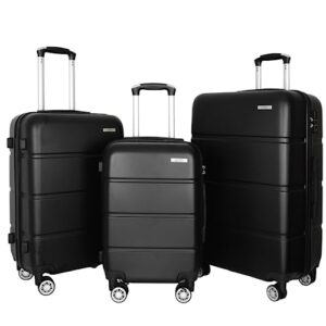 sas travel noon east luggage sets, set of 3 pieces of suitcases with wheels, traveling essentials, spinner wheels, lock, hard case, with carry on luggage and large suitcase included, travel must haves