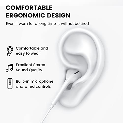 MOSWAG Wired Earbuds with Microphone, 3.5mm Jack in Ear Headphones with Microphone Suitable for Smartphones, Computers, Laptops, IPads, MP3 Players, Etc