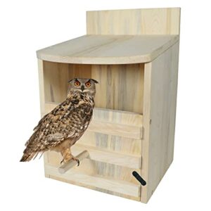 big owl house,screech owl house,owl nesting box owl bird house,barn owl box owl boxes for outside with mounting screws, instructions,video teaching, easy assembly required