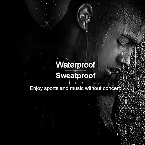 Deep Bass Wireless Earbuds, in-Ear Bluetooth Earphones with Noise Cancelling Microphone, Lightweight Neckband Headset, Volume Control, IPX7 Waterproof Sweat Resistant Headphones, 10 Hours Playtime