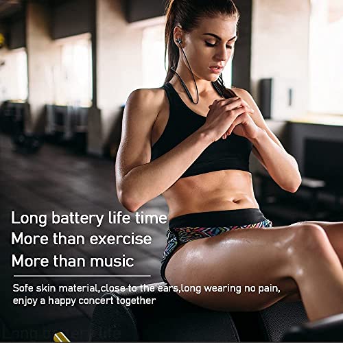 Deep Bass Wireless Earbuds, in-Ear Bluetooth Earphones with Noise Cancelling Microphone, Lightweight Neckband Headset, Volume Control, IPX7 Waterproof Sweat Resistant Headphones, 10 Hours Playtime