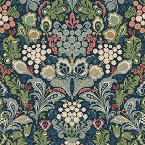 jiffdiff botanical wallpaper peel and stick morris floral wallpaper cabinet contact paper stick on wall paper wall decor (midnight blue，second batch)