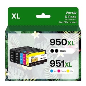 950xl 951xl ink cartridges 2 black cyan magenta yellow 5 pack, high-yield 950 951 ink cartridges combo pack, compatible with officejet pro 8100 8110 8600 8610 8615 8616 8620 8625 8630 8640 printer