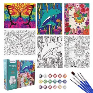 3 pack paint by numbers for kids ages 8-12, pre-drawn canvas painting, includes 8x10 inch framed canvas with 18 acrylic paints, 5 brushes for kids, perfect creative gifts & arts and crafts for teens.