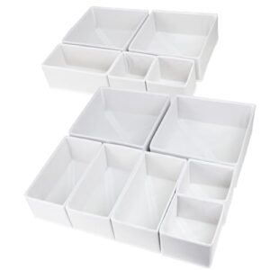 12 pack drawer organizers for clothing, foldable clothes drawer organizer for underwear, folded clothes, baby clothing, socks, bra, towels, ties - multi-pack clothes organizer storage box (white)