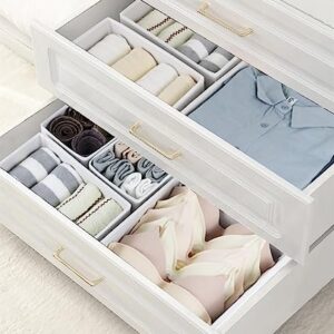 12 Pack Drawer Organizers for Clothing, Foldable Clothes Drawer Organizer for Underwear, Folded Clothes, Baby Clothing, Socks, Bra, Towels, Ties - Multi-pack Clothes Organizer Storage Box (White)