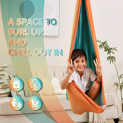 Sensory Swing Indoor Outdoor for Kids, Therapy Swing for Kids, Swing Hammock for Child & Adult with Autism（Double Layer）