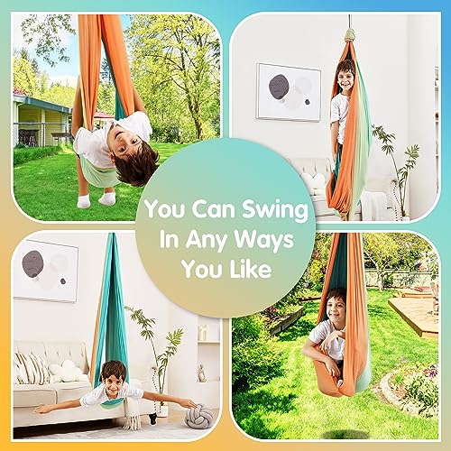 Sensory Swing Indoor Outdoor for Kids, Therapy Swing for Kids, Swing Hammock for Child & Adult with Autism（Double Layer）