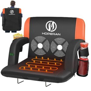 hoperan 21" heated massage stadium seats for bleachers with back support, 3 levels heating massage stadium seating for bleachers seats with backs and cushion wide, portable stadium chair for sports