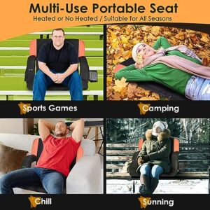 HOPERAN 21" Heated Massage Stadium Seats for Bleachers with Back Support, 3 Levels Heating Massage Stadium Seating for Bleachers Seats with Backs and Cushion Wide, Portable Stadium Chair for Sports