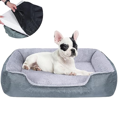 XueMi Orthopedic Dog Beds for Small Dogs, Washable Dog Beds with Soft Removable Cover, Waterproof Lining Small Pet Dog Beds Couch with Non-Slip Bottom