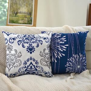 Coliuso Decorative Throw Pillow Covers 18x18 Set of 4, Blue Modern Simple Square Pillow Case Cushion Cover for Sofa Couch Farmhouse Outdoor Living Room (Blue, 18"x18")