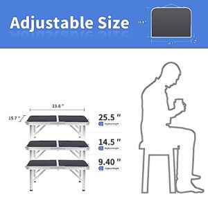 Moosinily Folding Table 2 Feet Portable Table Camping Table Ajustable Height Picnic Table Small Card Table Aluminum with Carry Handle for Outdoor Indoor Grill BBQ Travel Beach Black