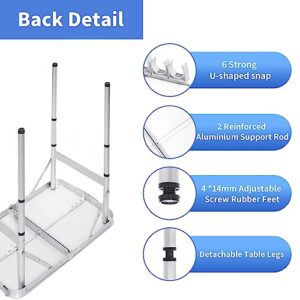 Moosinily Folding Table 2 Feet Portable Table Camping Table Ajustable Height Picnic Table Small Card Table Aluminum with Carry Handle for Outdoor Indoor Grill BBQ Travel Beach Black