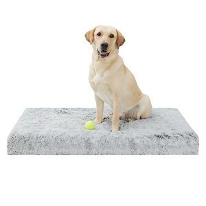 yizhuopet dog bed, dog crate pad with removable washable pet mat cover, non-slip bottom, waterproof orthopedic dog beds for large/medium/small dogs (xl(42''x30''x4''), grey)