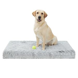 YIZHUOPET Dog Bed, Dog Crate Pad with Removable Washable Pet Mat Cover, Non-Slip Bottom, Waterproof Orthopedic Dog Beds for Large/Medium/Small Dogs (XL(42''x30''x4''), Grey)