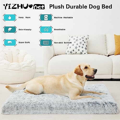 YIZHUOPET Dog Bed, Dog Crate Pad with Removable Washable Pet Mat Cover, Non-Slip Bottom, Waterproof Orthopedic Dog Beds for Large/Medium/Small Dogs (XL(42''x30''x4''), Grey)