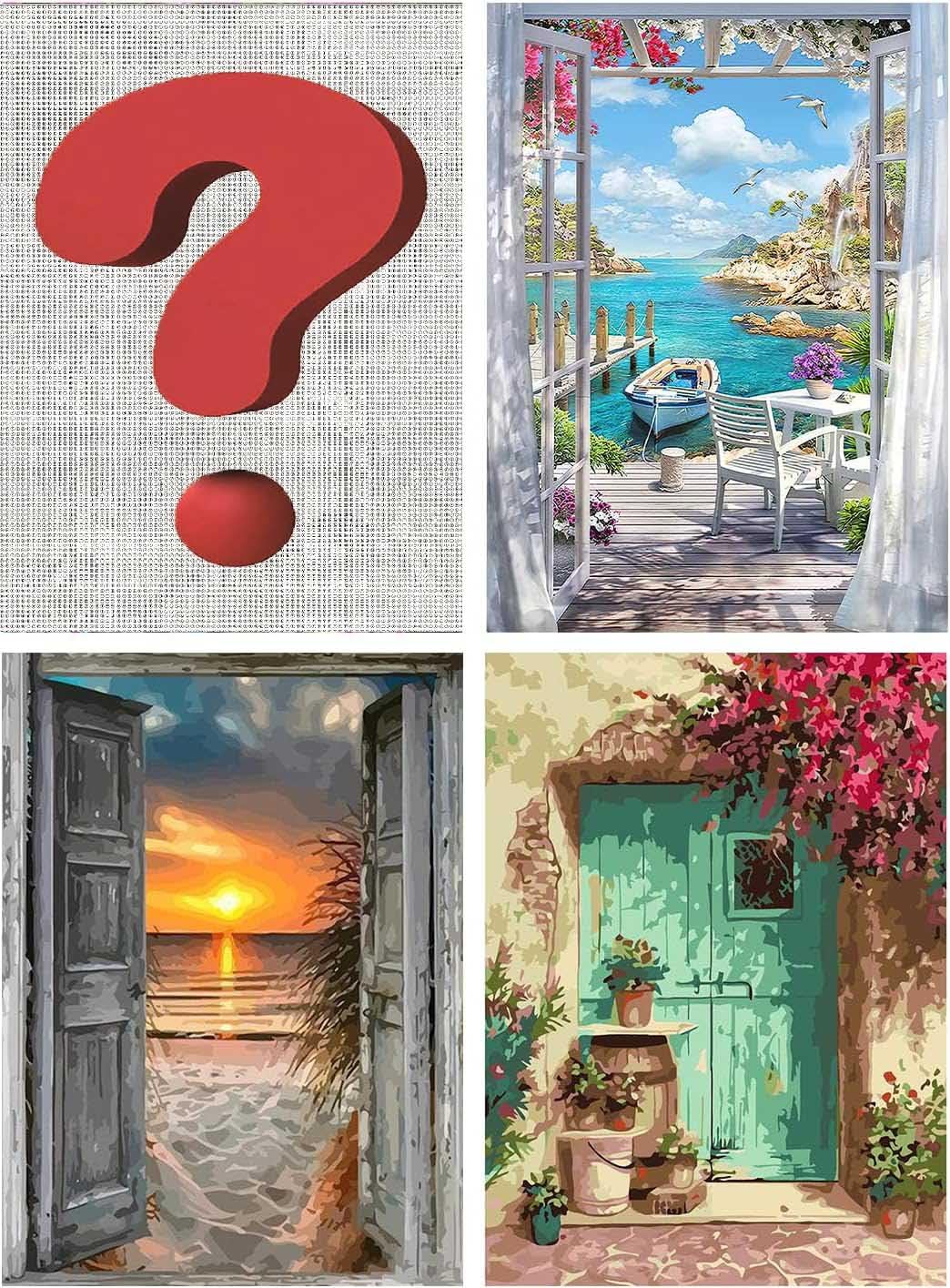 Scenery Paint By Numbers for Adults 4 Pack - DIY Adult Paint by Number Kits On Canvas Door Flowers Sunset Painting by Numbers for Beginners,Acrylic Paint Butterfly Crafts for Home Decor 12x16 Inch