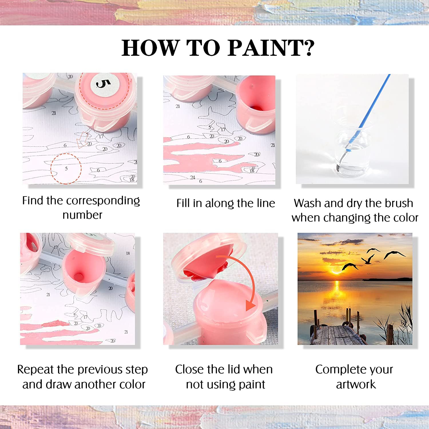 Scenery Paint By Numbers for Adults 4 Pack - DIY Adult Paint by Number Kits On Canvas Door Flowers Sunset Painting by Numbers for Beginners,Acrylic Paint Butterfly Crafts for Home Decor 12x16 Inch