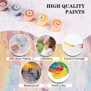 Scenery Paint By Numbers for Adults 4 Pack - DIY Adult Paint by Number Kits On Canvas Door Flowers Sunset Painting by Numbers for Beginners,Acrylic Paint Butterfly Crafts for Home Decor 12x16 Inch