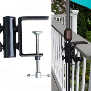 AMMSUN Heavy Duty Upgraded Patio Umbrella Clamp Clip Steel Umbrella Stand Holder Mount Attaches to Railsor Fence Post Railing Bleachers Benches Tailgates Outdoor