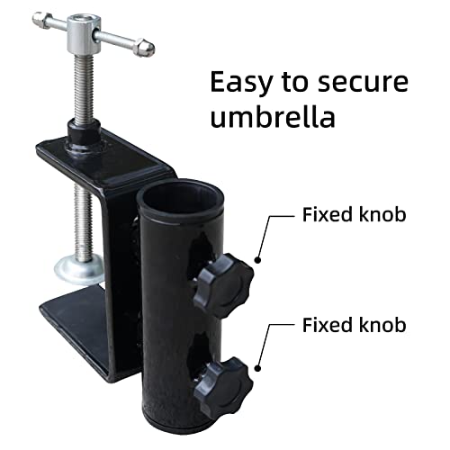 AMMSUN Heavy Duty Upgraded Patio Umbrella Clamp Clip Steel Umbrella Stand Holder Mount Attaches to Railsor Fence Post Railing Bleachers Benches Tailgates Outdoor