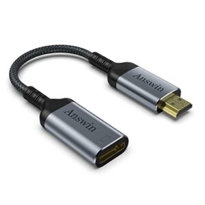 answin hdmi to displayport adapter, 4k hdmi to displayport connector hdmi in to dp cable out for xbox one/360/ps4/ps5/mac mini, pc to monitor